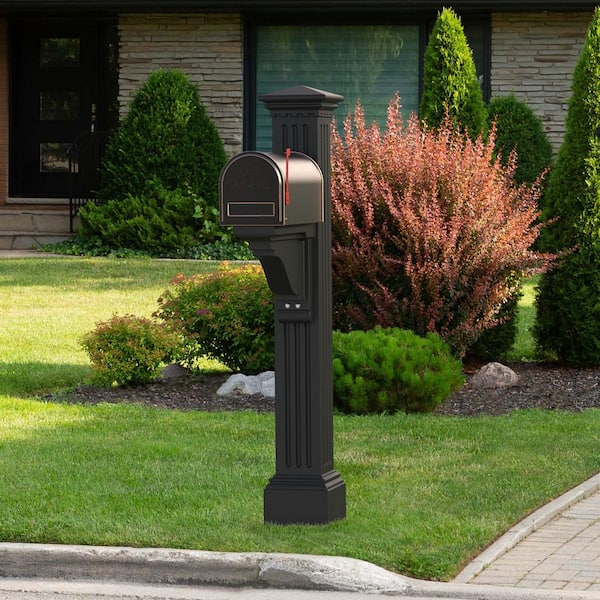 Manchester Decorative Polyethylene Mailbox Post, Black