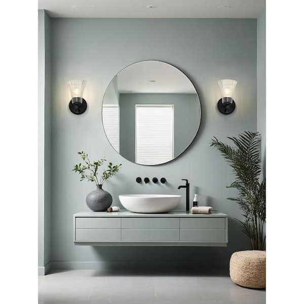 Belle 1 Light Matte Black Wall Sconce with Clear Glass Shade