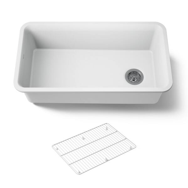 KOHLER Cairn Undermount Neoroc Composite 33.5 in. Single Bowl Kitchen Sink in Matte White