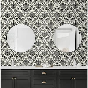 Tulip Time Noir Damask Vinyl Peel and Stick Wallpaper Roll (Covers 30.75 sq. ft.)