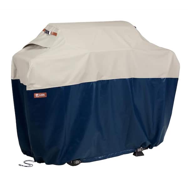 Classic Accessories Mainland 64 in. L x 24 in. W x 48 in. H Fog/Navy BBQ Grill Cover