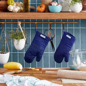 Asteroid Silicone Grip Cobalt Blue Oven Mitt Set (2-Pack)