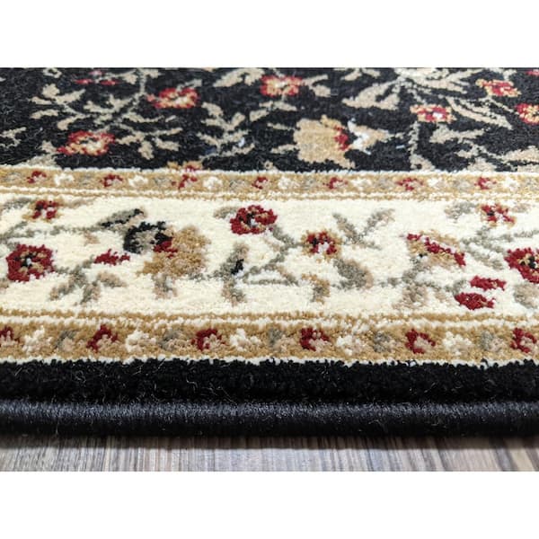 Como Black 3 ft. x 5 ft. Traditional Floral Area Rug