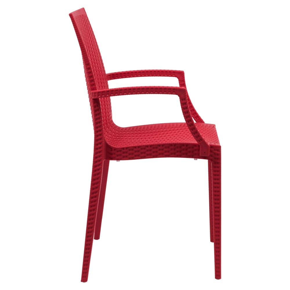 Modernist Red Weave Indoor/Outdoor Dining Chair Set of 2