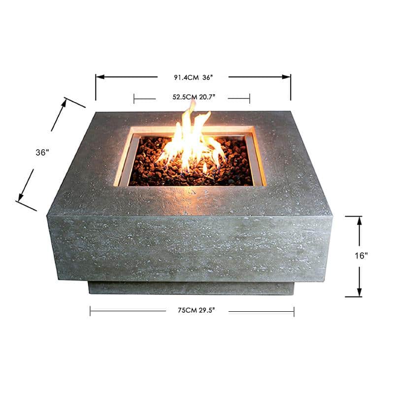 Manhattan 36" Light Gray Concrete Gas Fire Pit Table