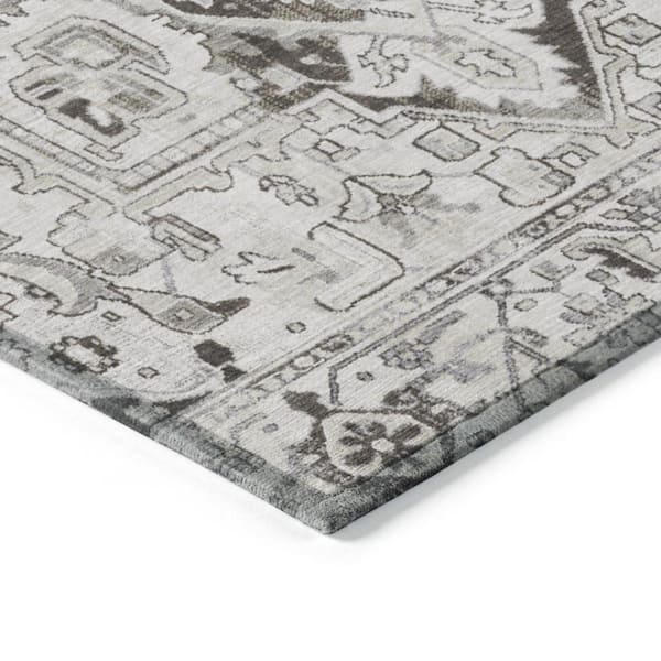 Ivory and Dark Brown 2 ft. x 3 ft. Woven Oriental Rectangle Indoor/Outdoor Area Rug