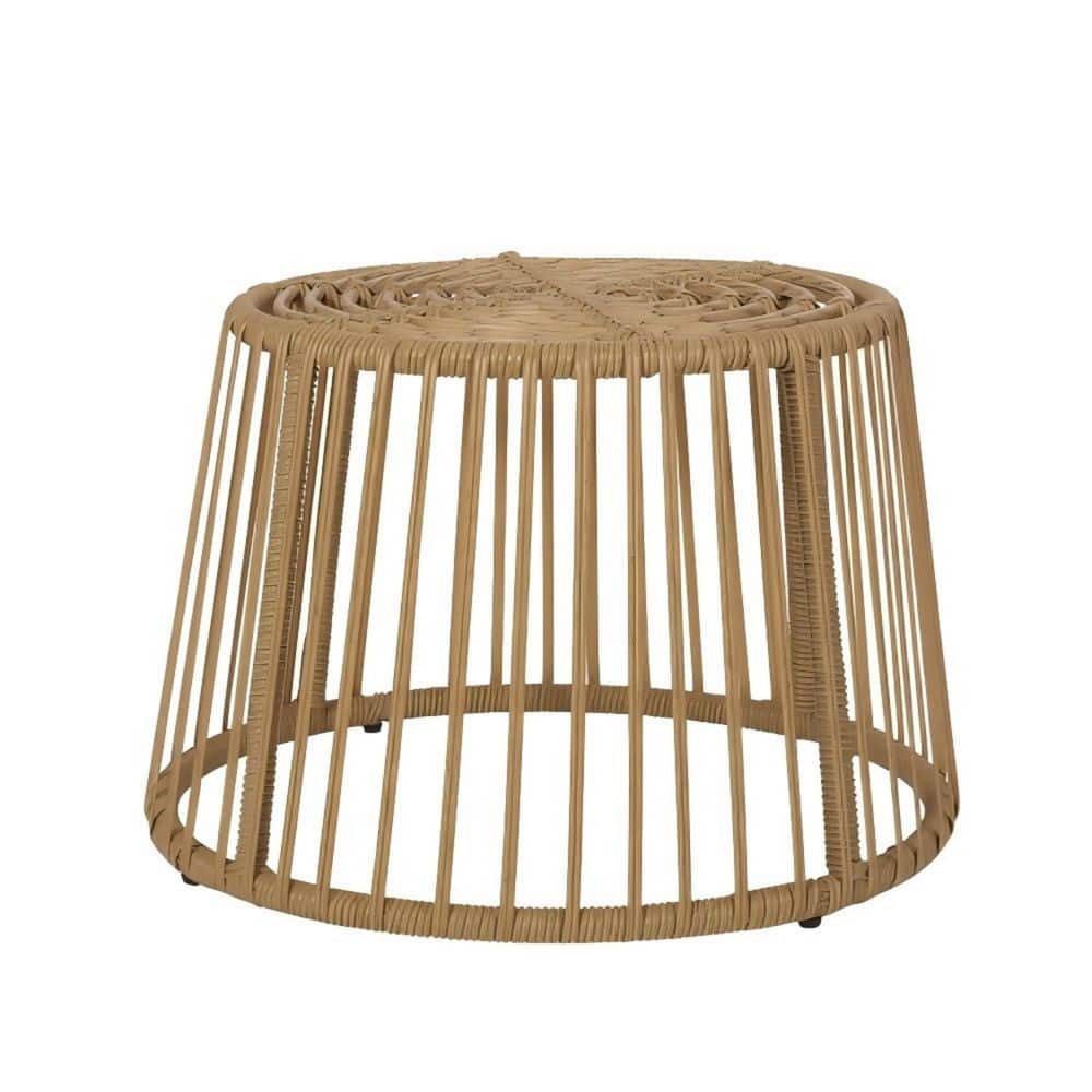 20 in. W Round Outdoor Side Table Patio End Table with Wicker Wrap Design and Cage Frame Design in Light Brown price history on PriceWatchPro
