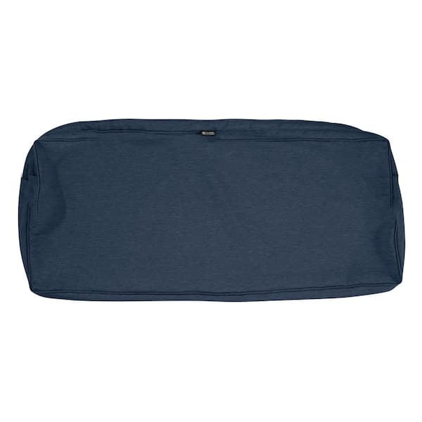 Classic Accessories Montlake FadeSafe 59 in. W x 18 in. D x 3 in. H Patio Bench/Settee Cushion Slip Cover in Heather Indigo Blue