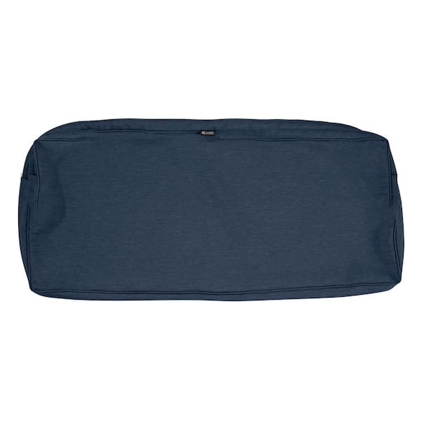 Classic Accessories Montlake Fadesafe 42 in. W x 18 in. D x 3 in. H Rectangular Bench/Settee Patio Seat Cushion Slip Cover in Heather Indigo