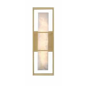 Blakley 5 in. 1-Light Gold Integrated LED Wall Sconce with White Alabaster Shade