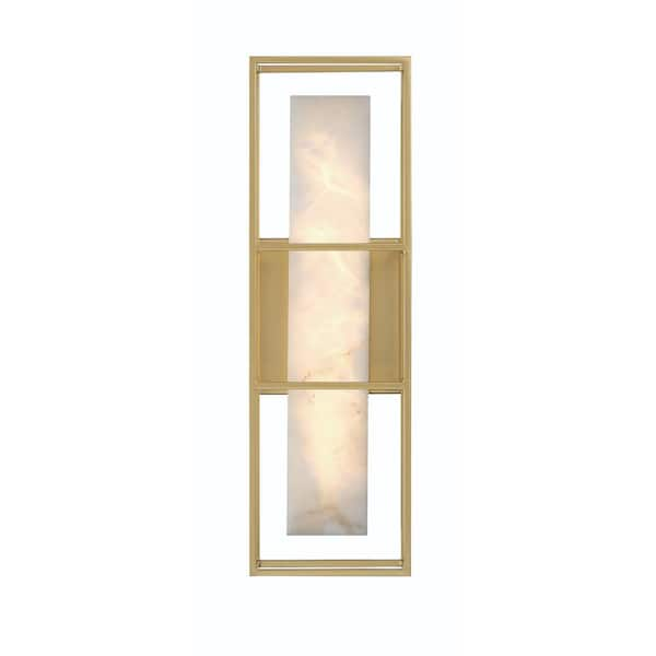 Eurofase Blakley 5 in. 1-Light Gold Integrated LED Wall Sconce with White Alabaster Shade