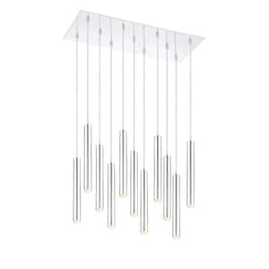 Forest 5 W 11 Light Chrome Integrated LED Shaded Chandelier with Chrome Steel Shade