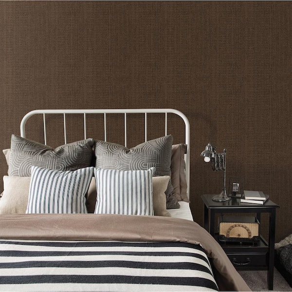 Bazaar Collection Chocolate Brown Moss Stripe Design Non-WOven Paper Non-Pasted Wallpaper Roll (Covers 57 sq. ft.)