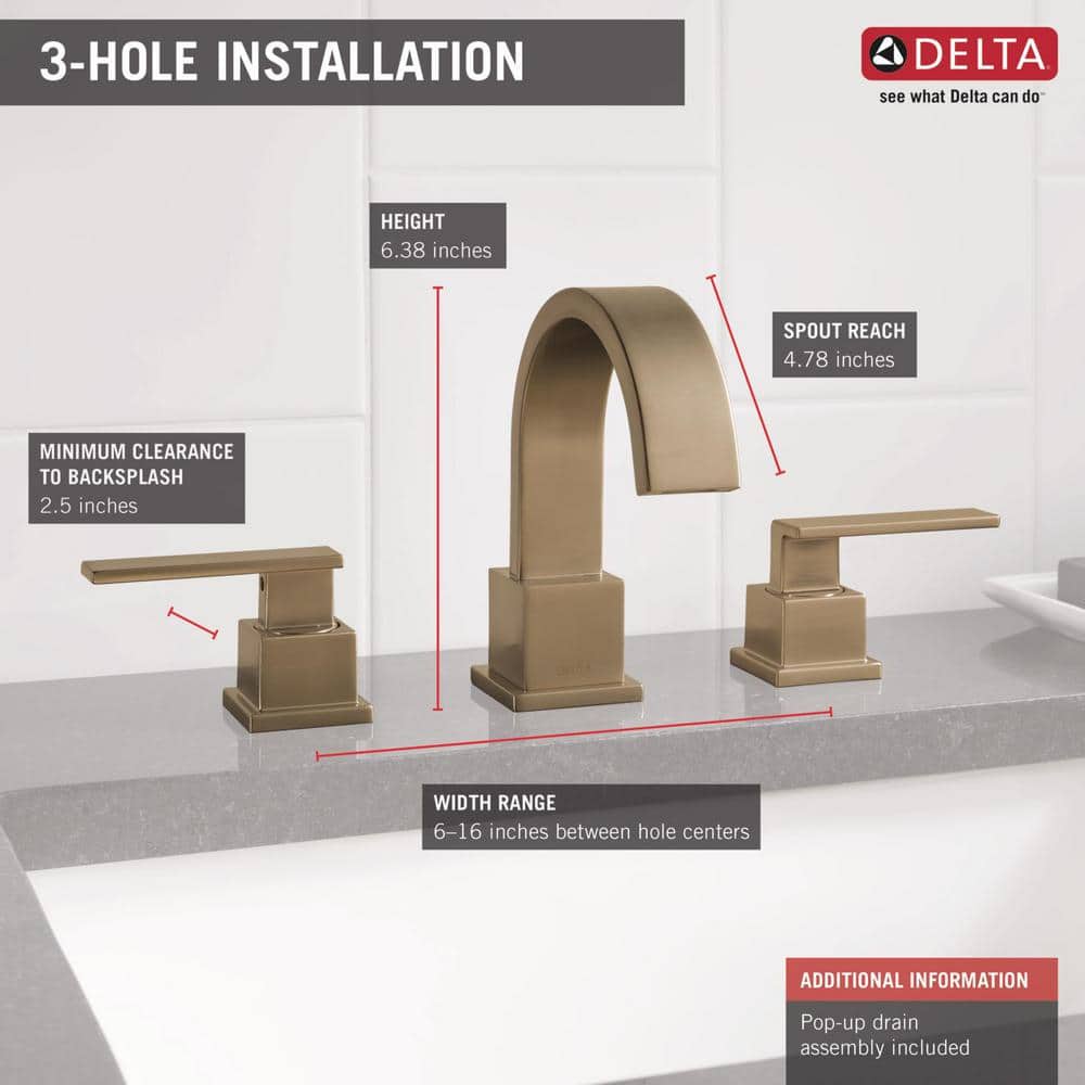 Vero Modern Champagne Bronze 2-Handle Widespread Bathroom Faucet