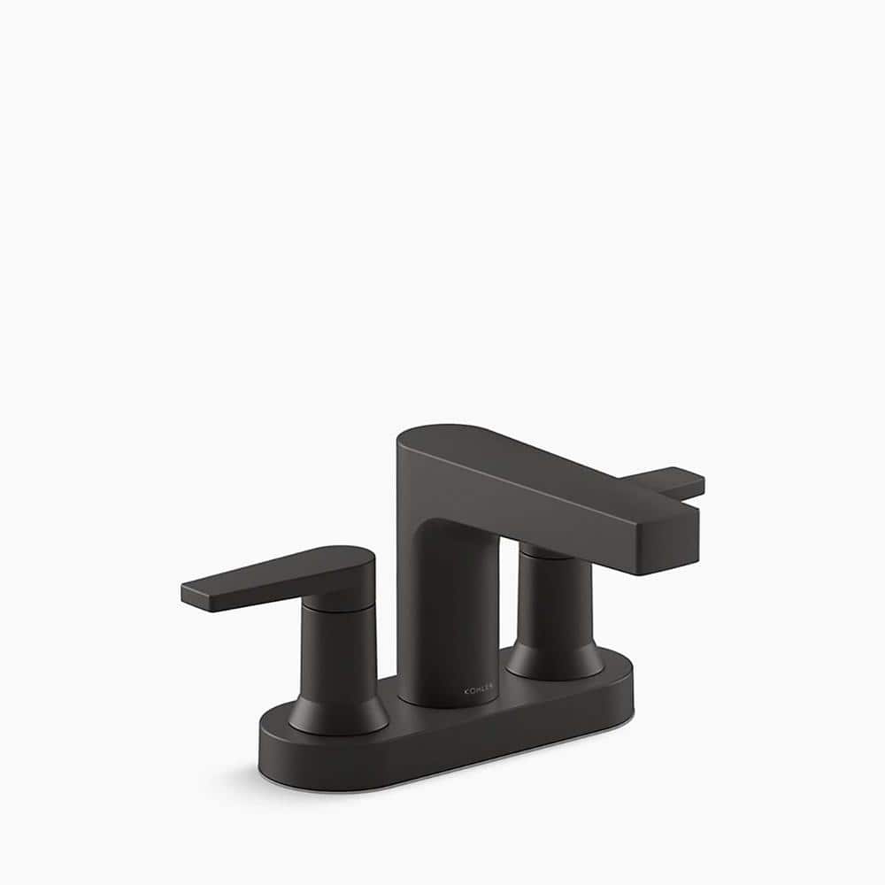 KOHLER Taut 4 in. Centerset Double Handle Bathroom Sink Faucet in Matte ...