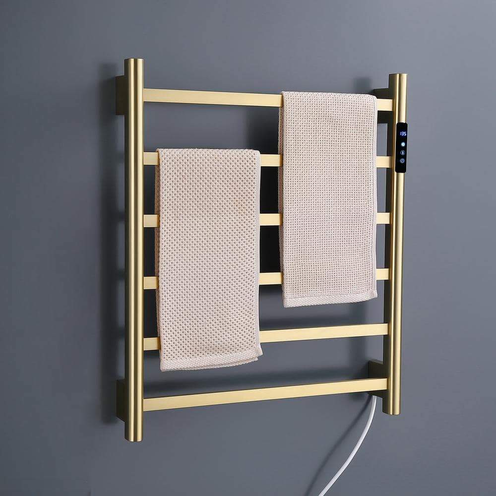6-Stainless Steel Bars Wall Mounted Electric Heated Towel Drying Rack in Go