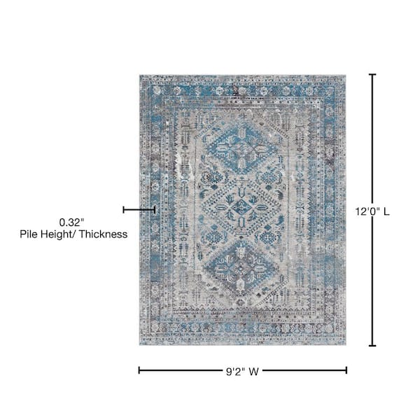 Titus Handmade Solid Blue/ Gray Area Rug (9' X 13') - 9' x 13