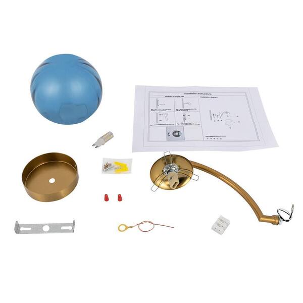 OUKANING 5.9 in. 1-Light Gold and Blue Modern Wall Sconce with