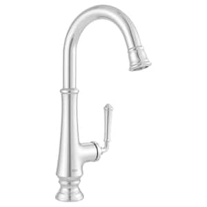 Delancey Single-Handle Pull-Down Bar Faucet with Pull-Down Spray in Polished Chrome