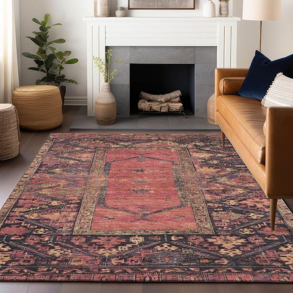Chantille Machine Washable Indoor/Outdoor Abstract ACN1727 Salmon 8 ft. x 10 ft. Area Rug