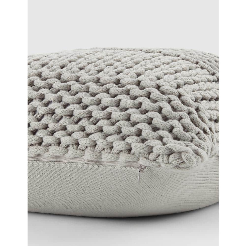 Light Gray Chunky Knit Acrylic Throw Pillow Set