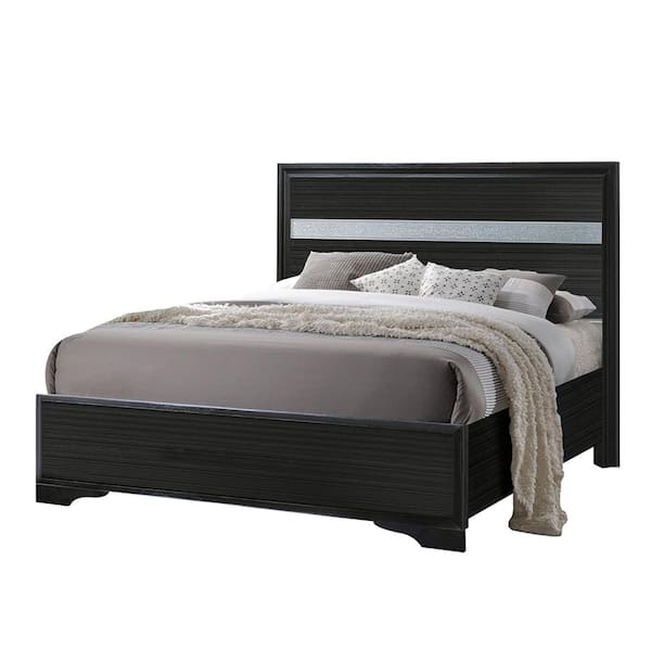Acme Furniture Naima Black Wood Frame Twin Panel Bed with Low Profile Footboard