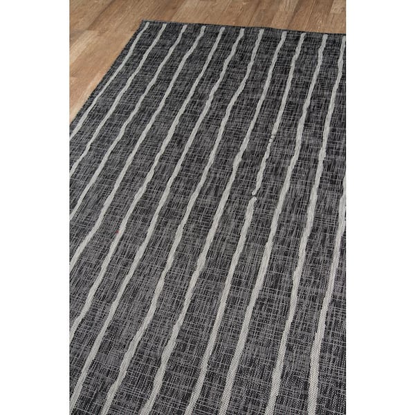 Sicily Charcoal 2 ft. 7 in. x 7 ft. 6 in. Indoor/Outdoor Runner Rug