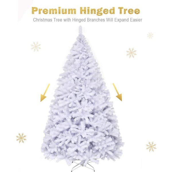 Gymax 9 ft. White Artificial Christmas Tree Classic Pine Tree PVC
