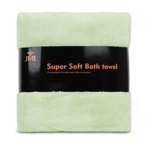 Green 350 GSM Polyester Fleece Bath Towel (Set of 2)