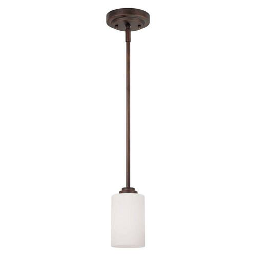 Rubbed Bronze Mini Pendant with Etched White Glass Millennium Lighting Pendant Lights