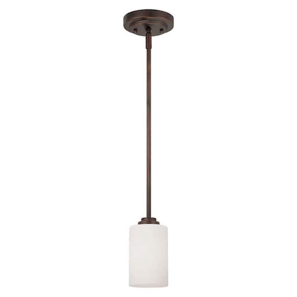 Millennium Lighting Rubbed Bronze Mini Pendant with Etched White Glass
