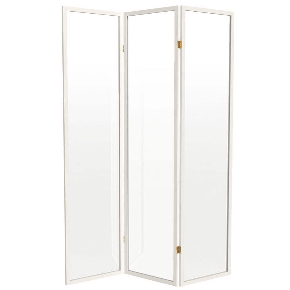 Red Lantern 6 ft. Tall Clear Plastic Partition White 3 Panel
