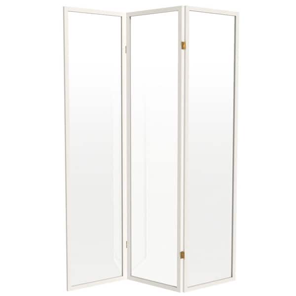 Red Lantern 7 ft. Tall Clear Plastic Partition White 4 Panel