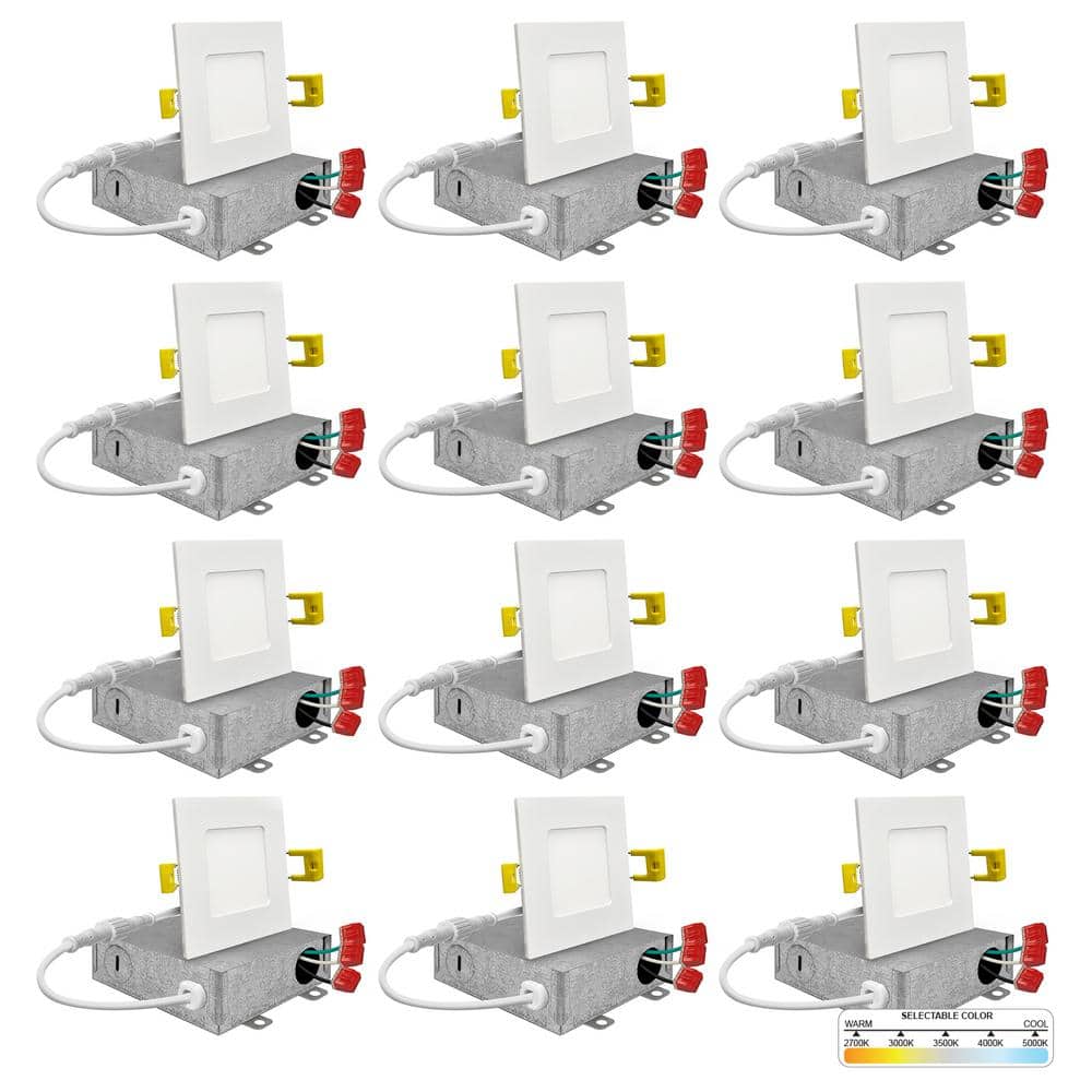 NuWatt 3" White Square Ultra-Thin LED Recessed Light Kit