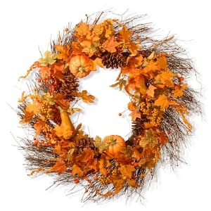 28 in. Artificial Pumpkin Wreath
