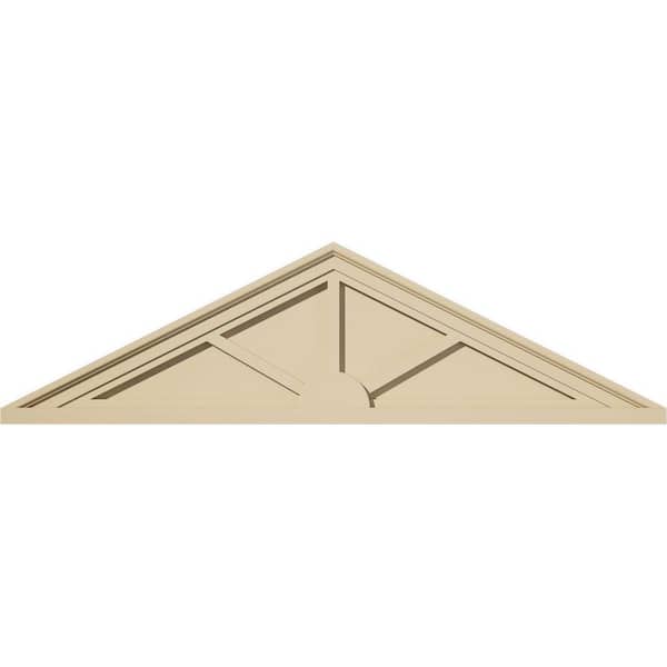 Ekena Millwork 42 in. W x 11-1/2 in. H x 2 in. P (Pitch 6/12) Peaked Cap 3 Spoke Signature Urethane Pediment, Primed Tan
