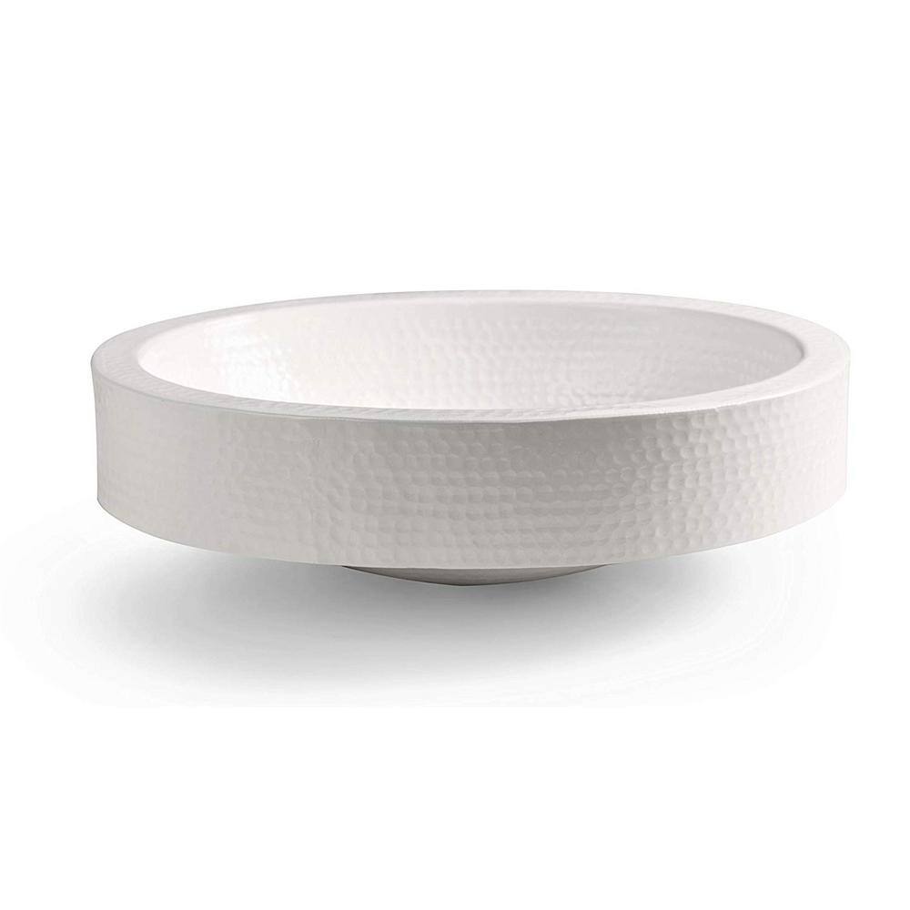Classic White Hand Hammered Aluminum Oval Vessel Sink