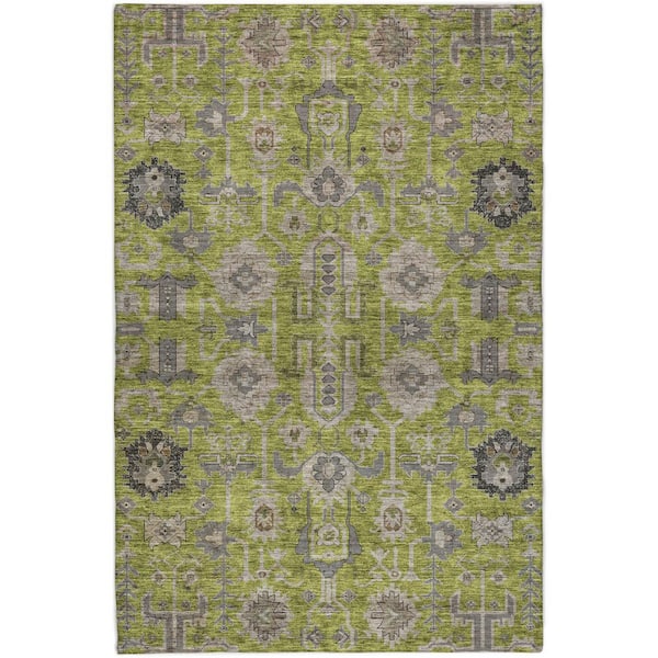 Dream Shag Premium Machine Washable Abstract ADS697 Olive 5 ft. x 7 ft. 6 in. Area Rug