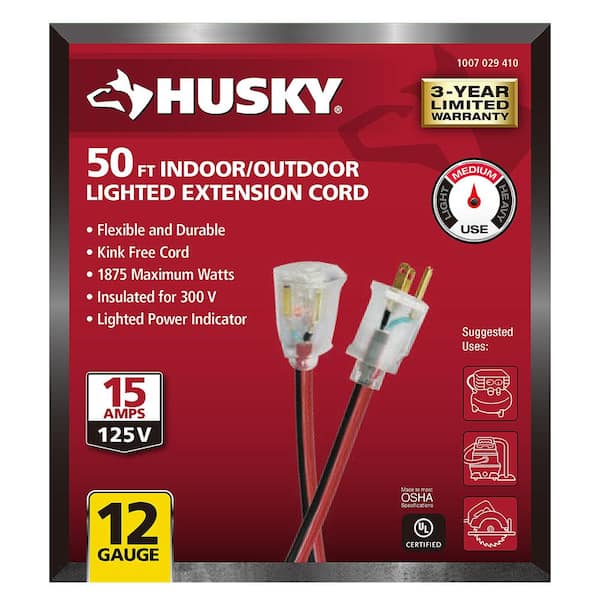 Husky HW12350HBRL 50 ft. 12/3 Lighted Extension Cord