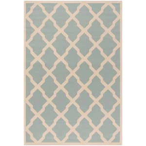 Linden Aqua/Cream 8 ft. x 10 ft. Border Geometric Diamonds Area Rug