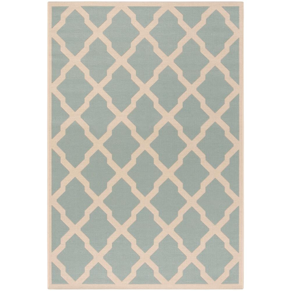 Blue Geometric 8' x 10' Stain-Resistant Synthetic Rug