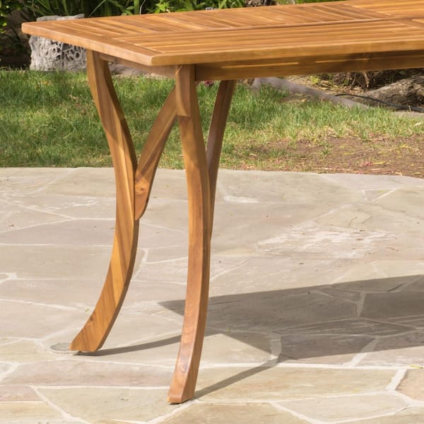 Hermosa Teak 7-Piece Wood Rectangular Outdoor Patio Dining Set with Cream Cushions