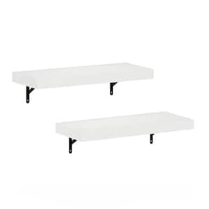 Tanna 1.65 in. Tall White Texture Wood Floating Bookcase (Set of 2)