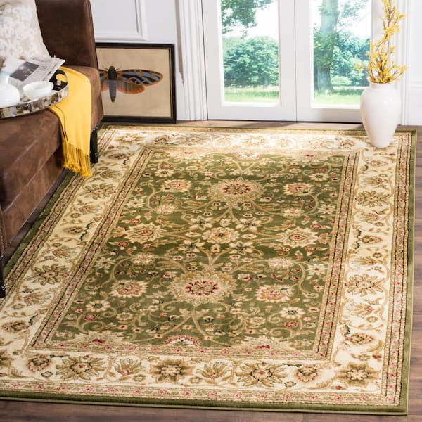 Lyndhurst Sage/Ivory 6 ft. x 6 ft. Square Floral Antique Border Area Rug