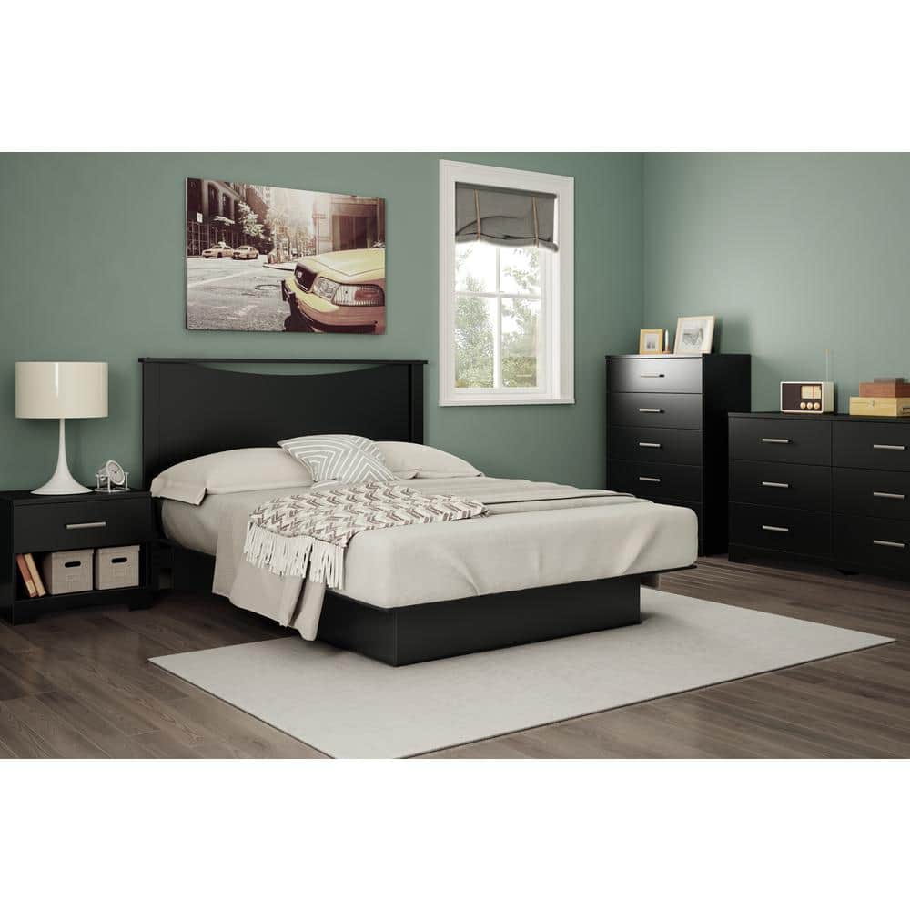 Gramercy Pure Black Modern 1-Drawer Nightstand with Open Shelf