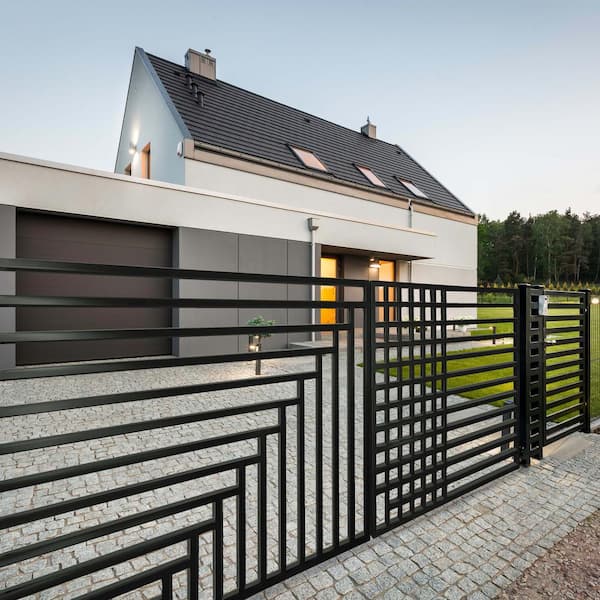 ALEKO 18 ft. x 6 ft. Kyiv Black Metal Steel Dual Swinging Driveway Fence Gate