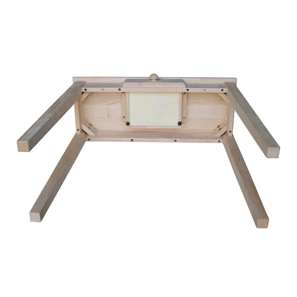 Unfinished Parawood Rectangular Hall Table with Drawer