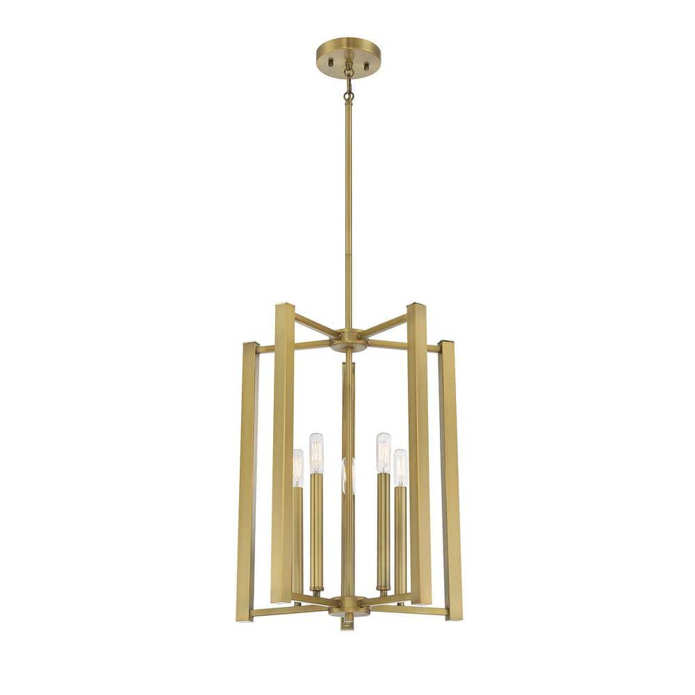 Benson Warm Brass 5-Light Lantern Pendant