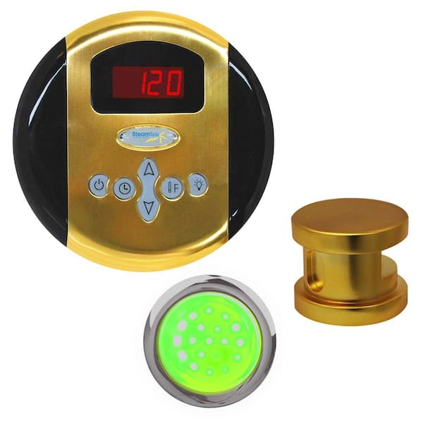 SteamSpa Indulgence Steam Bath Generator Control Kit in Polished Brass