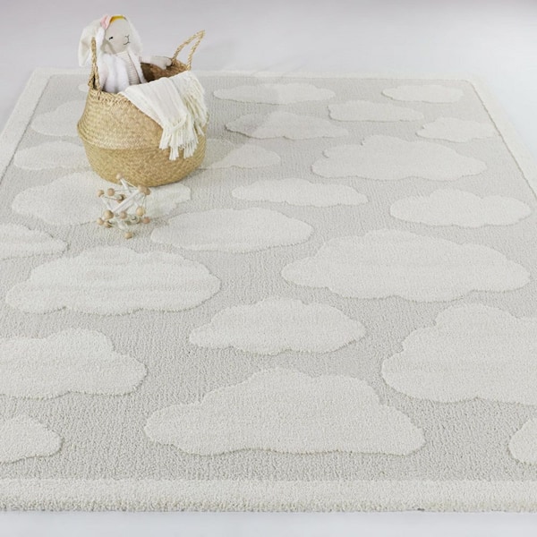 Cumulus Cream 4 ft. 4 in. x 6 ft. Geometric Area Rug